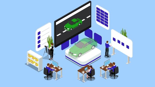 Autonomous Vehicle Software Development and Autonomous Car Testing Lab 3d animation cartoon