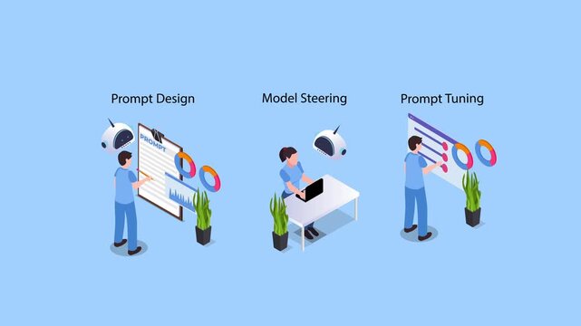 Artificial Intelligence Prompt Engineering Concepts 3d animation cartoon
