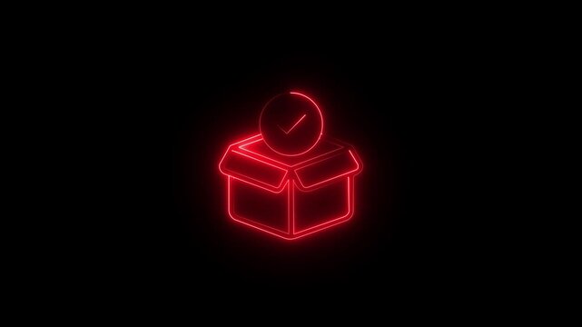Cardboard with tick mark concept animated icon of order fulfillment, package delivered vector design ,Delivery confirm icon animation. cargo, shipping, logistics, transport.4k animation..