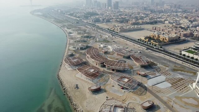Drone View of Circular Bayfront Construction Project in Al Khobar Saudi Arabia