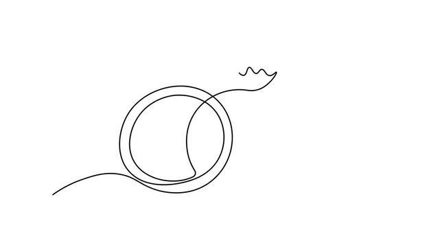 Minimalist continuous line art of two interlocking wedding rings with a delicate crown on top, symbolizing marriage and royal love, elegant wedding concept,Self drawing animation one continuous line