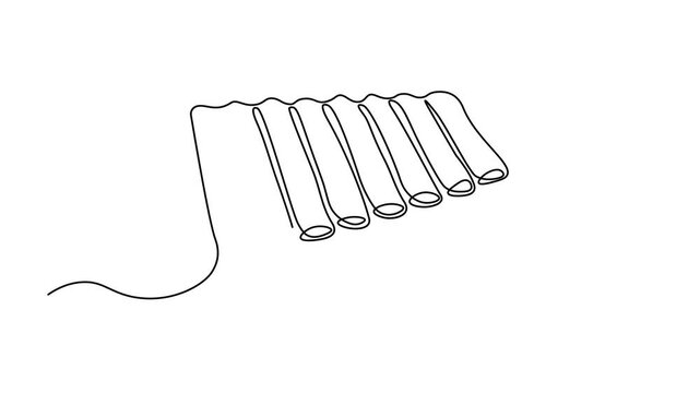 xylophone with mallets, Self drawing animation one continuous line draw, logo on white background