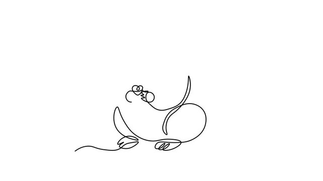 hamster eating, Self drawing animation one continuous line draw, logo on white background