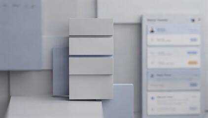 Fototapeta premium Medium shot capturing a compact multitenant dashboard interface with sharply focused organization list and blurred detailed role and access controls to convey simplicity.