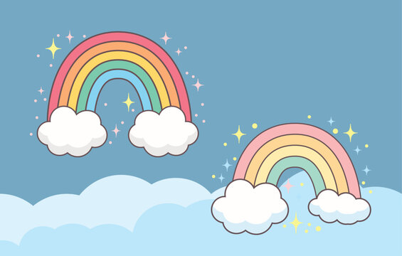 Cute Pastel Rainbow Collection Illustration, vector design