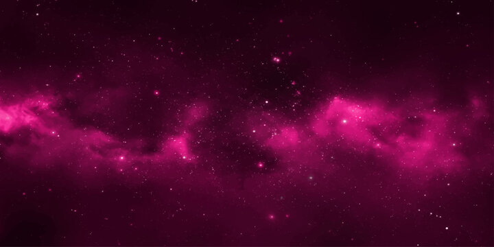 Vibrant pink nebula and stardust fill the darkness of deep space, creating a visually stunning and cosmic backdrop.