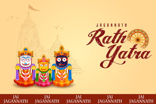 Chariot of Lord Jagannath, Balabhadra and Subhadra on annual Rathayatra in Odisha festival background