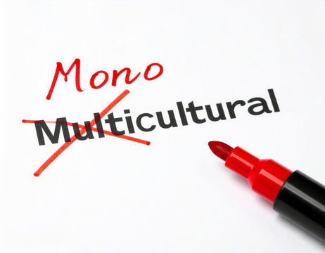 Multicultural Crossed Out and Replaced with Mono as Monoculturalism Concept