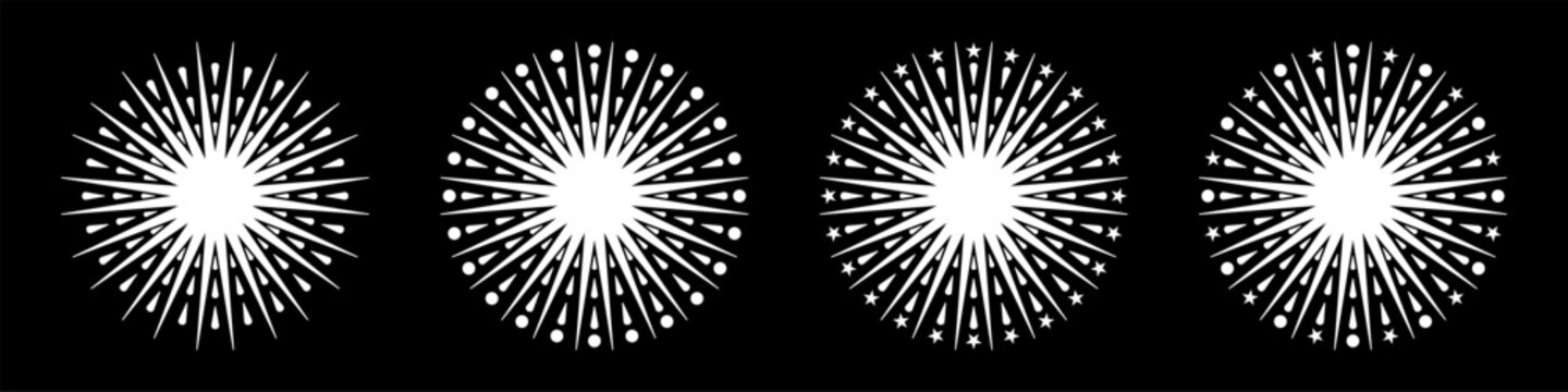 set of fireworks explosion design vectors, fireworks colorful logo design symbol