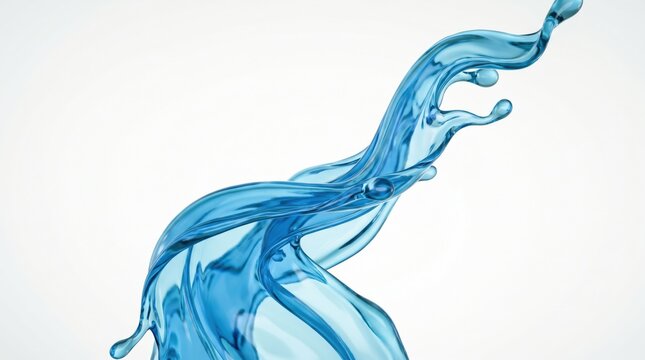 Splashing blue water droplets in motion.