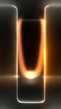 Title Symmetric Edge Light Pulse Along Rounded Neon App Frame On Dark