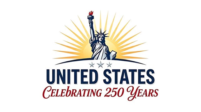Commemorative United States 250th Anniversary Logo Featuring Statue of Liberty