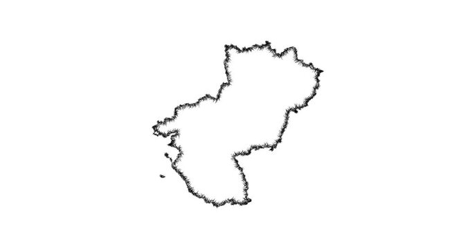 Sketch Pays de la Loire outline map animation - smooth progressive reveal