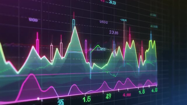 Finance chart animation visualizes vibrant stock market graphs. Abstract finance chart animation logs business revenue tracks. Corporate finance chart animation displays analytics data.