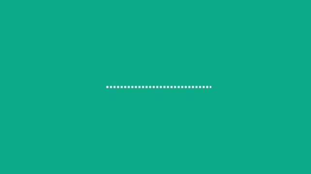 Minimalist white dotted line loading animation on green background, seamless loop motion for user interface and digital progress indicators,4k video.