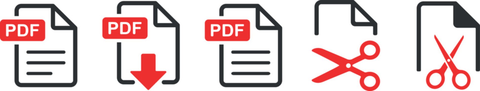 PDF documents and scissors icons for editing and downloading files online