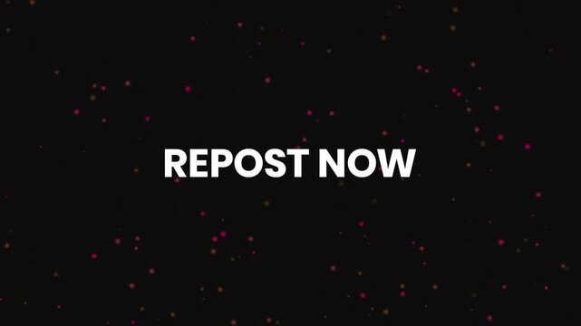 Repost Now Neon Text Reveal Animation 4K Content Sharing Call to Action for Community Engagement and Social Media Growth Campaigns