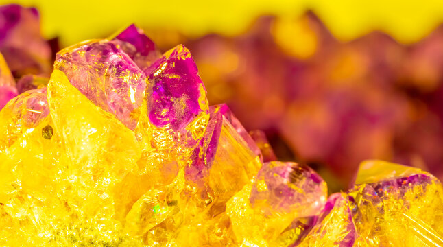 Multi-colored crystal mineral stone. Gems. Mineral crystals in the natural environment. Texture of precious and semiprecious stones. shiny surface of precious stone