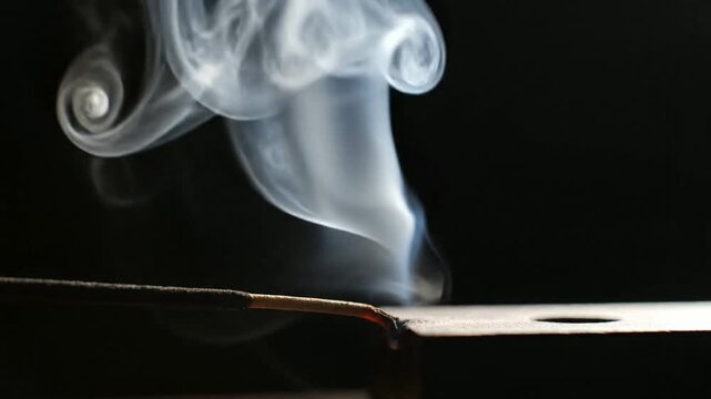 Swirling White Smoke Rising From Glowing Hot Metal: Cinematic Dark Background