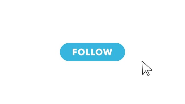 Social media follow button click animation pack, hand mouse cursor clicking followed button compilation on green screen
