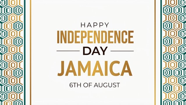 Jamaica Independence Day August 6th greeting card with golden geometric pattern