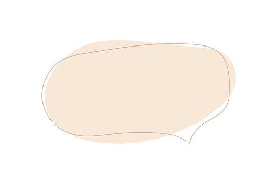 Minimalist speech bubble with soft peach background and thin outline on transparent or white background