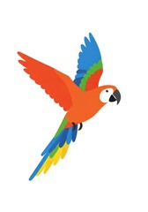 Fototapeta premium Colorful Macaw Parrot Flying Illustration - Vibrant Tropical Bird Vector Art on White Background