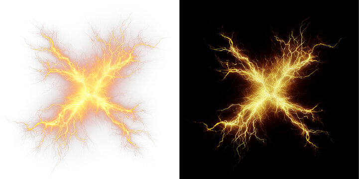 Abstract Electric Lightning Blast with Glowing Plasma Energy PNG