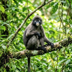 Fototapeta premium Phayre’s Leaf Monkey in Tropical Forest 