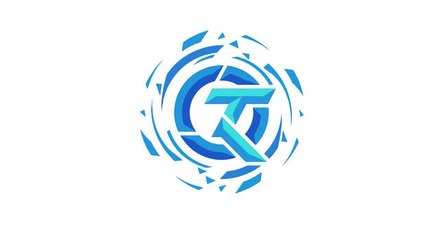 Blue Logo With Letter T Mark.