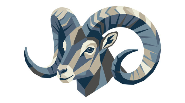 Geometric Ram Head Illustration, Aries Zodiac Symbol, Polygonal Animal Art