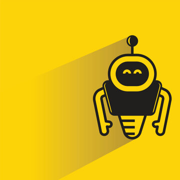 droid robot with shadow on yellow background
