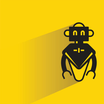 droid robot with shadow on yellow background