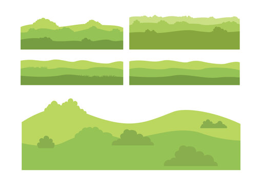 Green Nature Landscape Background Collection, vector design