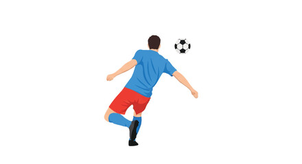 Obraz premium A soccer player executing a clever back-heel flick to pass the ball behind him, looking away for a no-look pass effect, artistic flair, minimalist flat vector artwork, clipart style, absolute