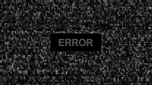 Tv no signal  Loop out. Noise overlay texture pattern. Error tv screen pixels interfering signal Tv noise,4K
