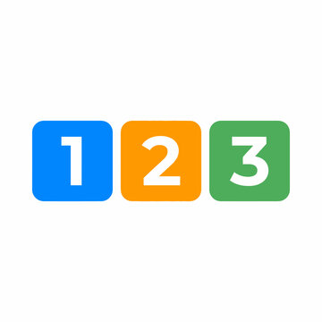 Colorful graphic display of numbers one, two, three in distinct blue, orange, green squares, representing sequential progression, fundamental steps, or essential educational concepts