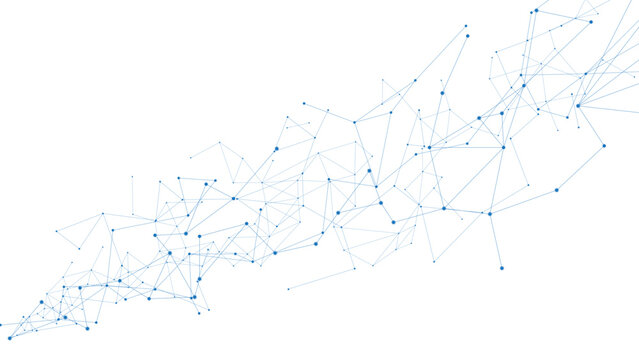 Abstract blue connected dots and lines network background with digital communication technology