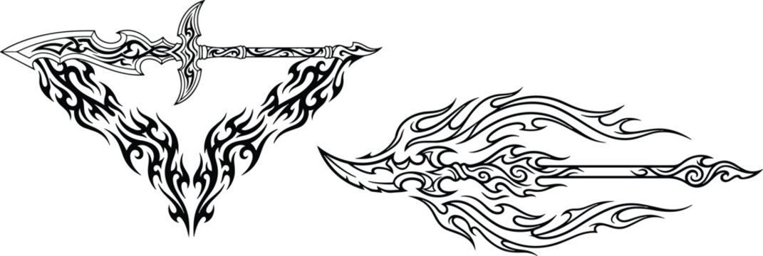 Burning Tribal Spear Art