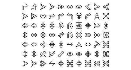 Naklejka premium Geometric Arrow Shapes Vector Set with Modern Minimal Line Symbols