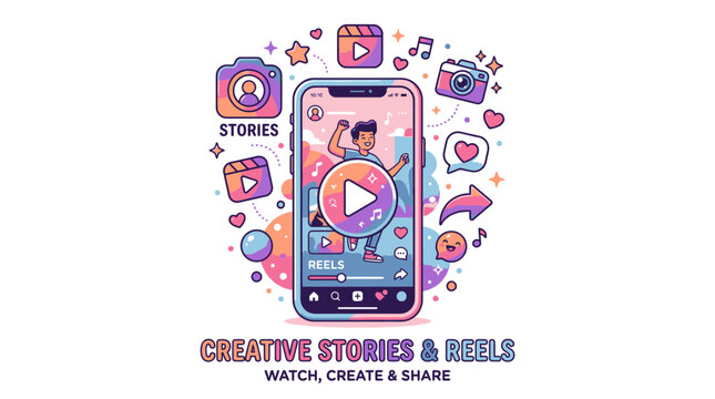 Smartphone with social media icons.