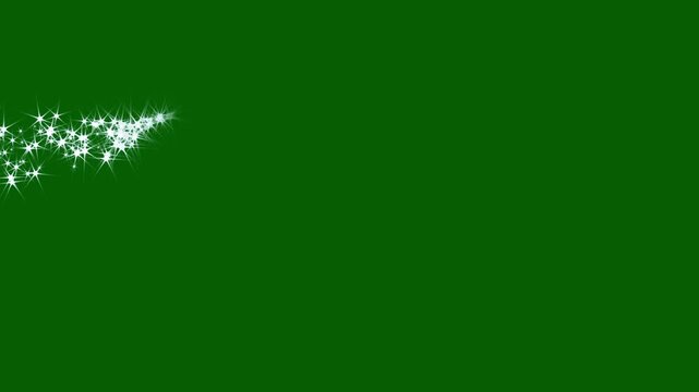Magical White Star Trail Looping Motion on Green Screen; Sparkling Pixie Dust Swirl Animation, Black Background Moving Starburst Arc for Screen Blend Mode and Creative VFX Overlay