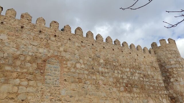 Medieval stone walls of the avila fortress