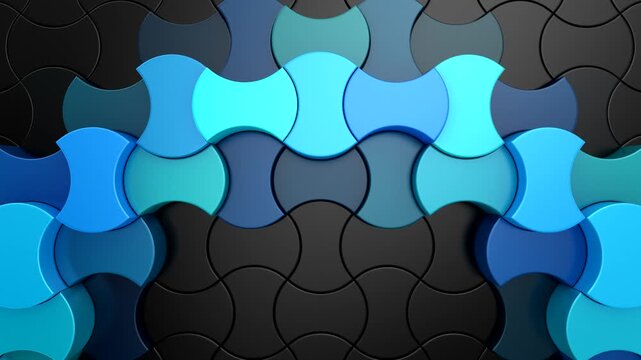 Geometric Shapes Form a Wave. Abstract motion, two color, 3d rendering, 4k resolution
