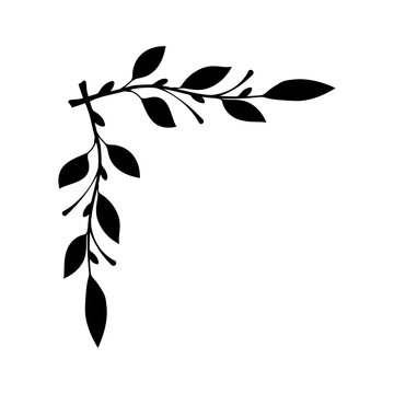 Hand drawn vintage floral borders, frames, dividers with flowers, branches and leaves. Trendy greenery elements in line art style.
