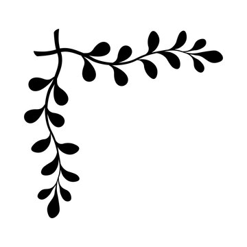 Hand drawn vintage floral borders, frames, dividers with flowers, branches and leaves. Trendy greenery elements in line art style.