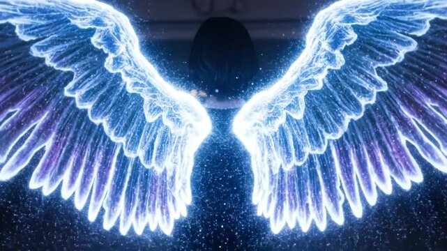 Glowing Angel Wings in Space.