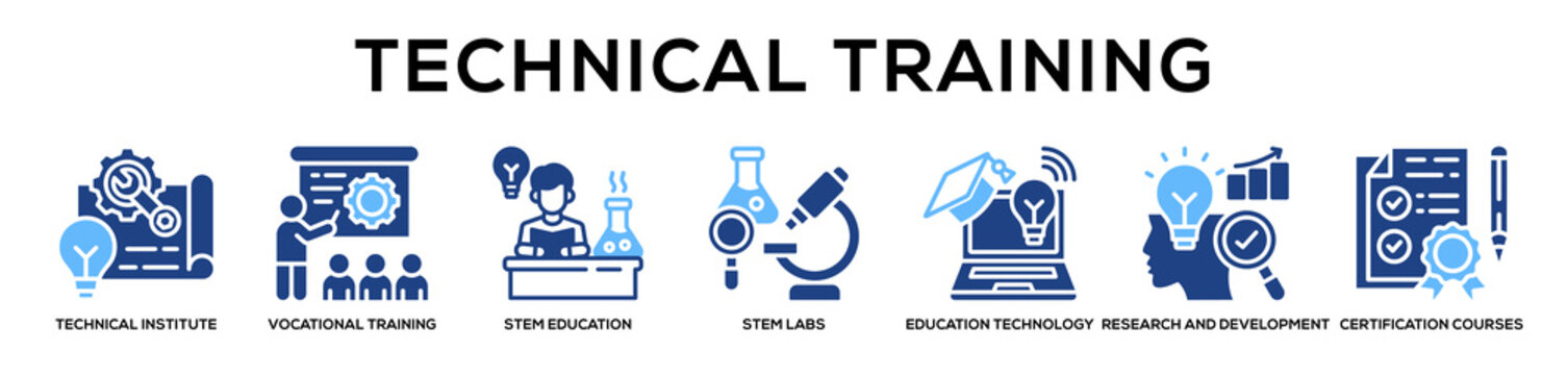 Glyphcolor - Technical Training web banner icon vector illustration concept