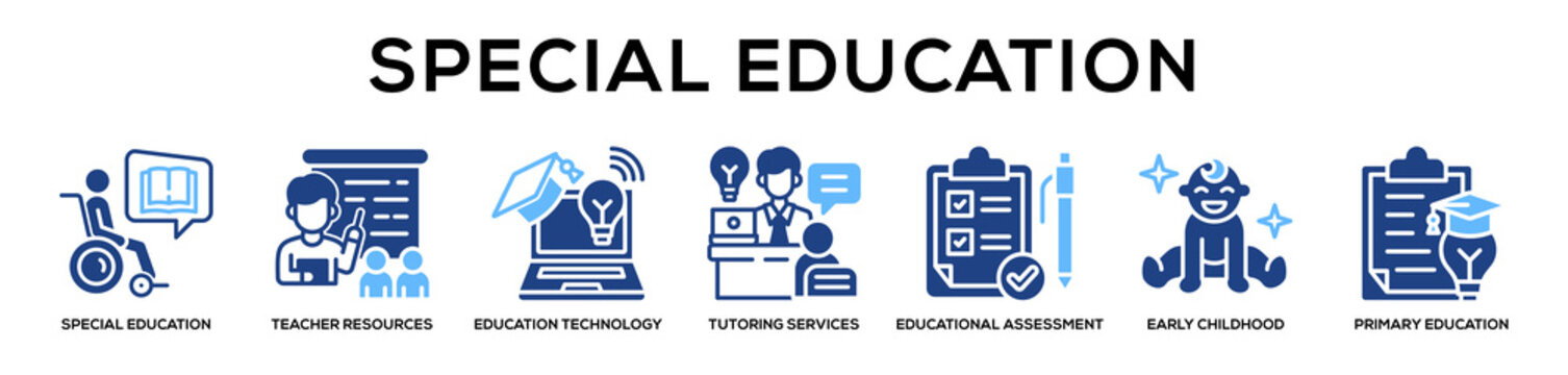 Glyphcolor - Special Education web banner icon vector illustration concept