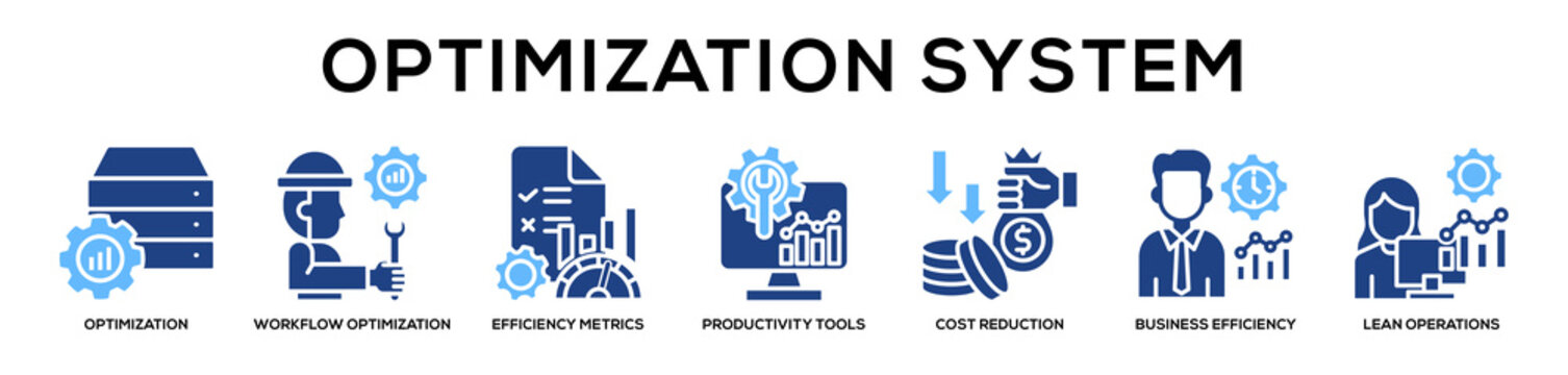 Glyphcolor - Optimization System web banner icon vector illustration concept